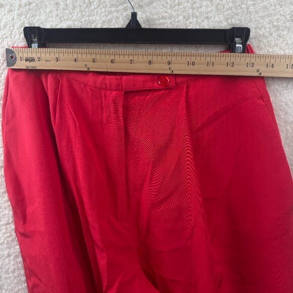 Diane Lemon Collection 100% Silk Red Dress Pants Size S - Picture 7 of 8